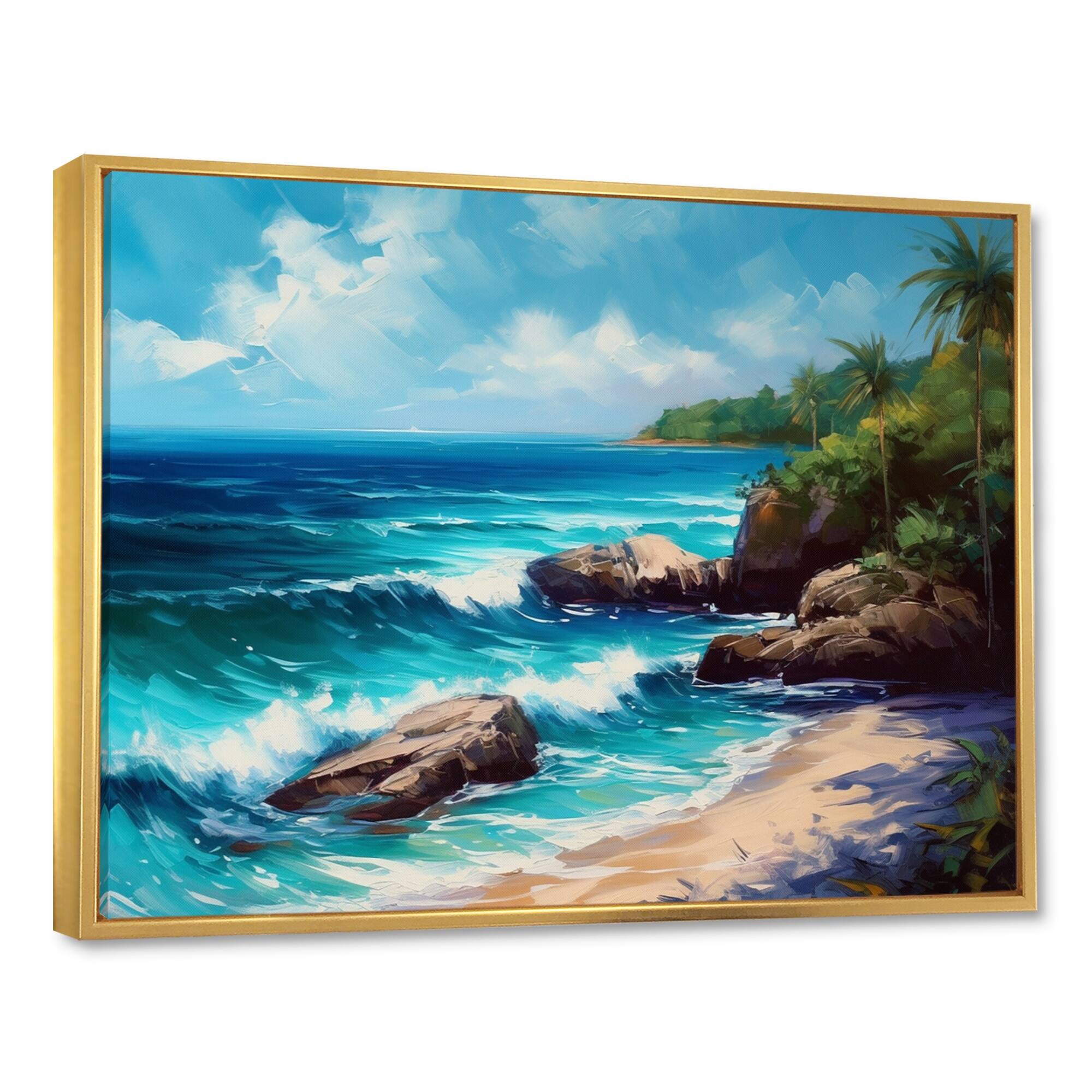 Designart "Coastal Shores Of Wonder" Modern Landscape Beach Framed